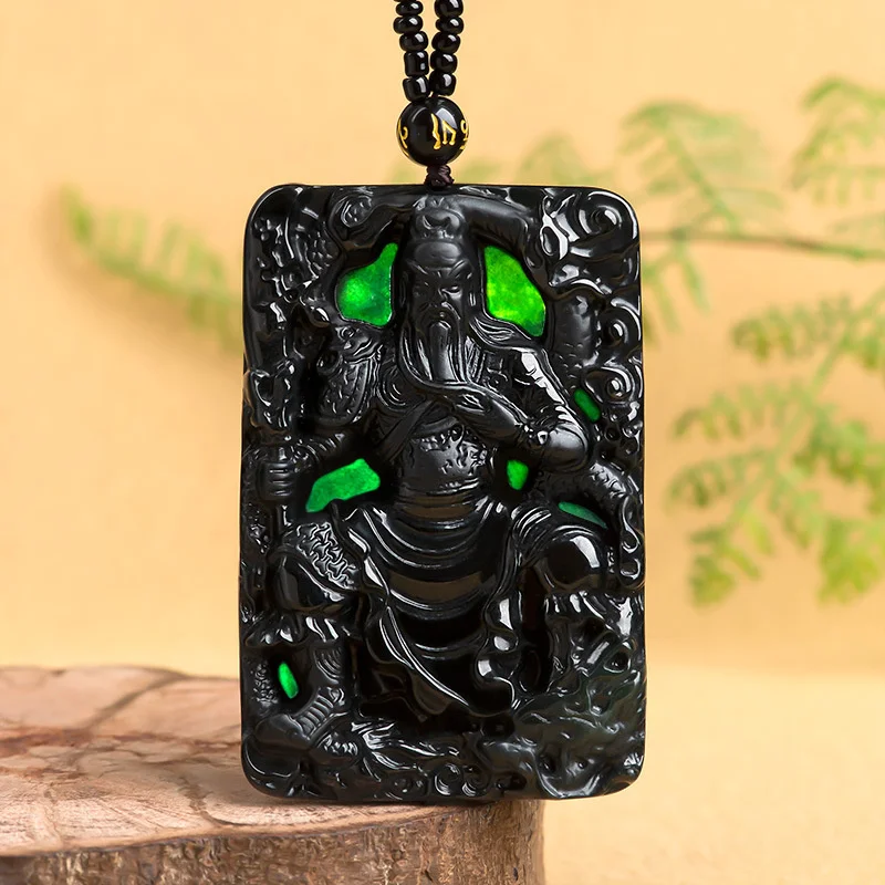 

Hot Selling Natural Hand-carve Jade Mo Yu Chenglong Guan Gong Necklace Pendant Fashion Jewelry Accessories Men Women Luck Gifts