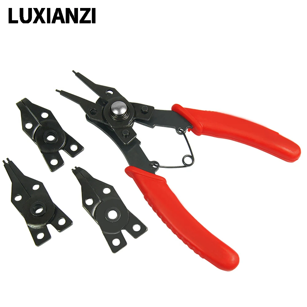 LUXIANZI 4 in1 Circlip Plier Set With Internal External Curved Straight Tip Retaining Clip Ring Remover Multifunction Snap Ring