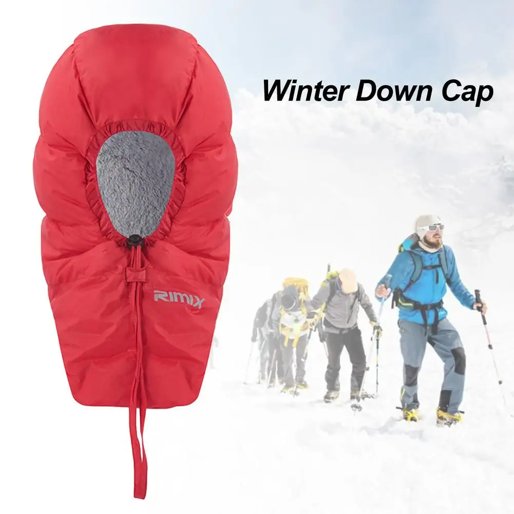 Down Hood Outdoor Hiking Camping Waterproof Warm Hat Plus Velvet Thick Windproof Men And Women Protection Against Cold