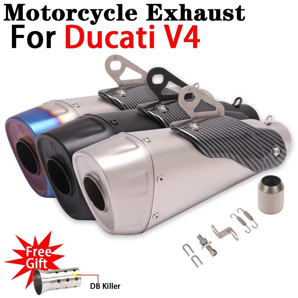 

Univresal 51mm Motorcycle Exhaust with Carbon Fiber Heat Shield For Ducati V4 Ninja400 PCX125 nmax155 For Exhaust Motorcycle