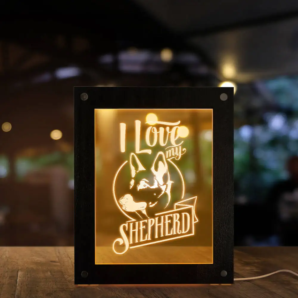 

I Love my German Shepherd Dog Breed Lighting Text Photo Frames Home Decor Gift For Dog Lovers Puppy Design Calming Sleepy Lamp