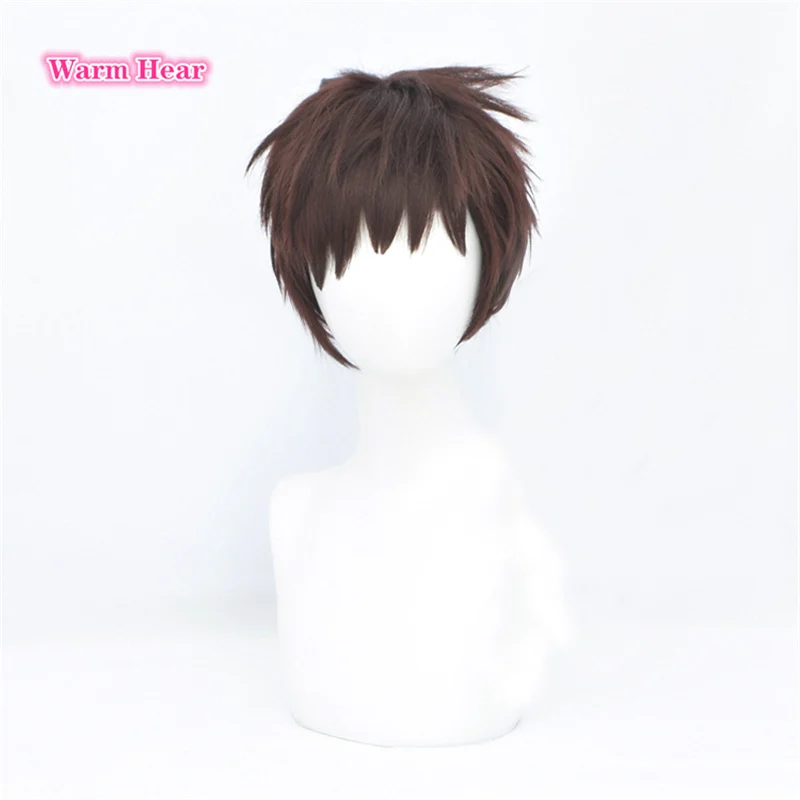 Anime Cosplay Wig Ikari wig Cosplay Wig Women Men Cute Short Brown Hair Shinji Wigs Ikari Hair + a wig cap