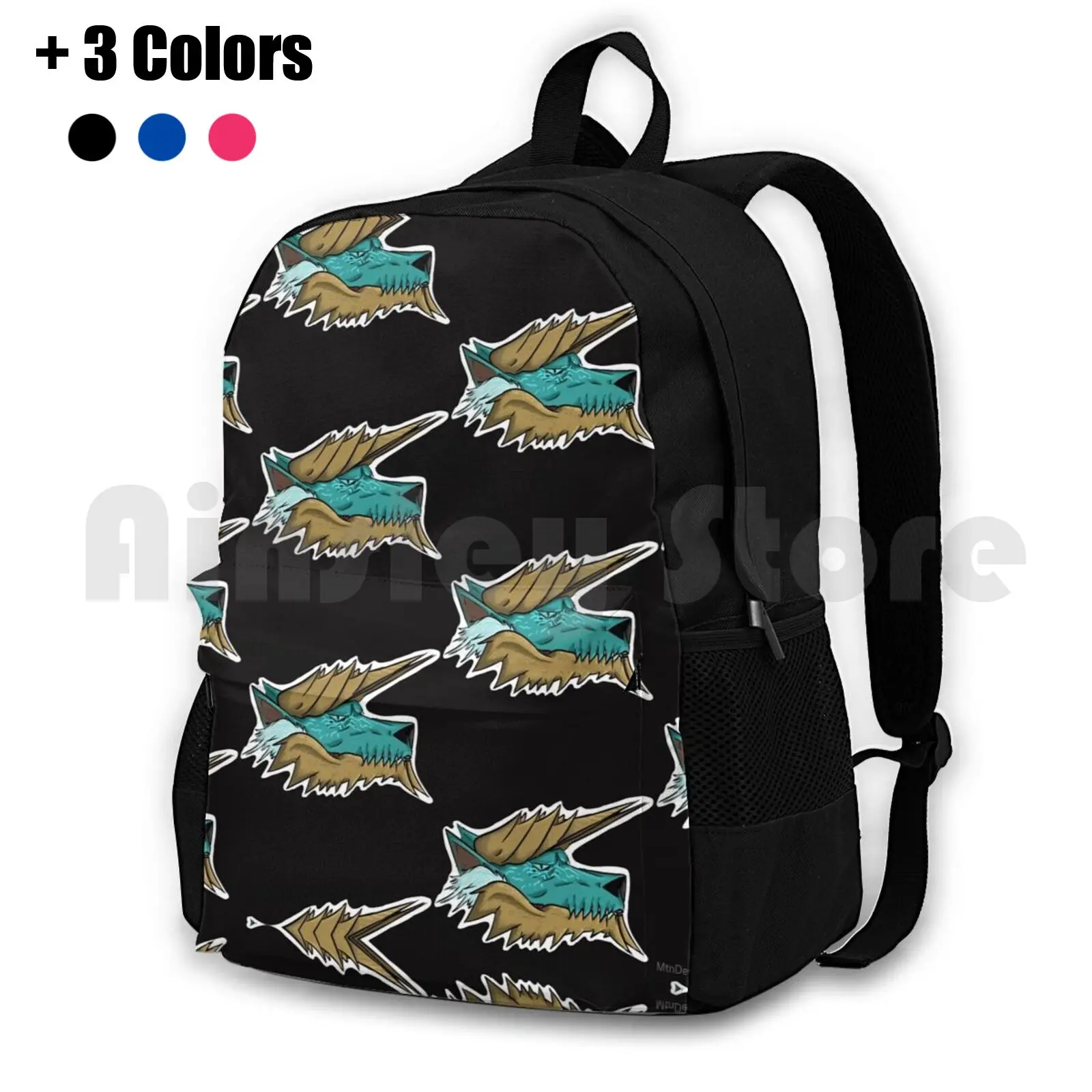 Zinogre Headshot Outdoor Hiking Backpack Waterproof Camping Travel Zinogre Monster Hunter Video Game