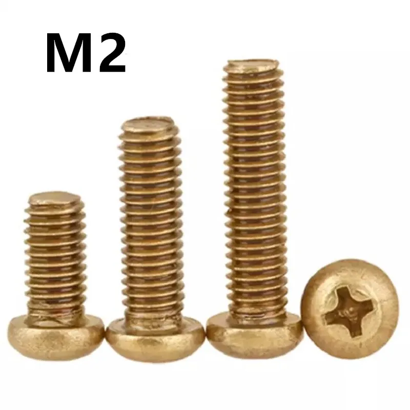 

200PCS ISO7045 DIN7985 GB818 M2x4/5/6/8/10mm Copper Machine Screws Phillips Machine Pan Head Brass Screws