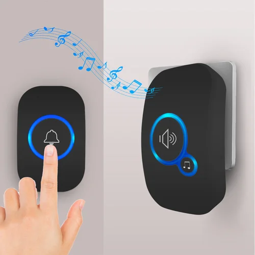 Fuers-timbre inteligente inalámbrico, alarma de seguridad para el hogar, timbre de bienvenida, luz LED, 32 canciones, botón impermeable, fácil instalación