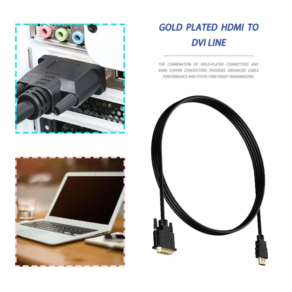 HDMI-compatible To DVI-D Adapter Video Male To DVI Male To DVI Cable 1080p High Resolution LCD And LED Monitors