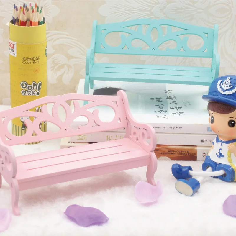 Garden Bench Dollhouse Mini อุปกรณ์เสริมไม้ตุ๊กตาบ้านสวนเฟอร์นิเจอร์มินิโทรศัพท์มือถือ Fantasy Photo Props