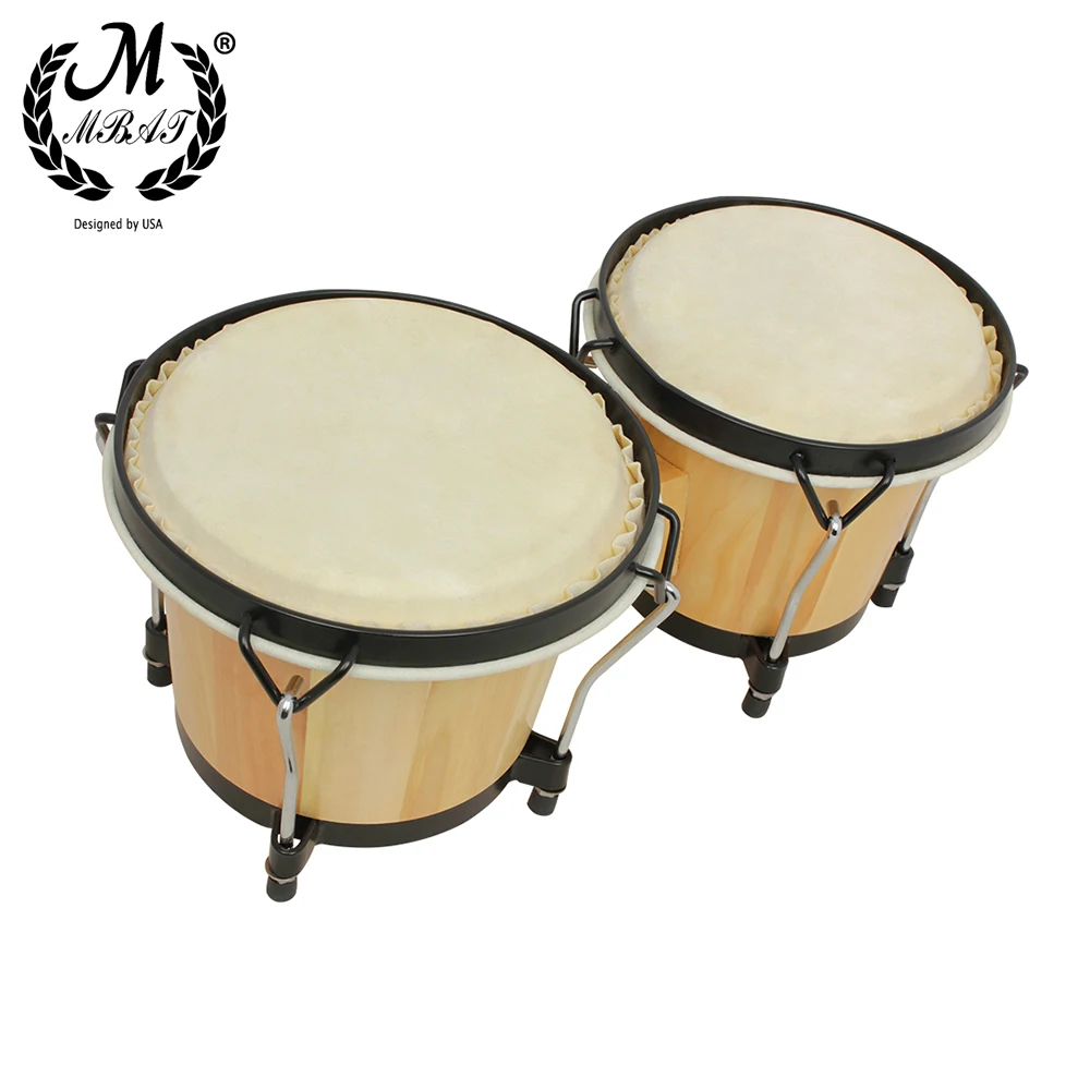 M MBAT Wooden Bongo Drum High quality Percussion Instrument 6 Inch African Tambourine With Wrench Music Accessories Rhythm Gift