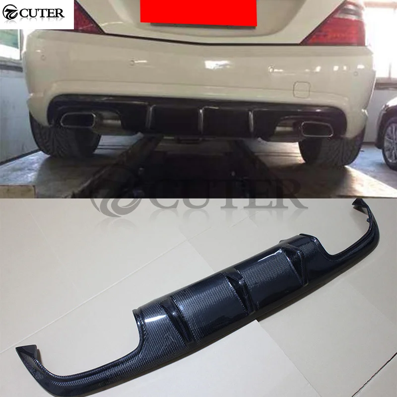 R172 Slk55 Amg Style Carbon Fiber Rear Diffuser Lip for Mercedes Benz R172 Slk200 Slk300 Back Bumper Spoiler Diffuser 12-15