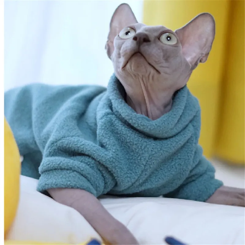 

DUOMASUMI Classic Naked Cat Jumper for Sphynx Cat Clothing Autumn Winter Cat Outfits Clothing Hairless Bald Cat Coat