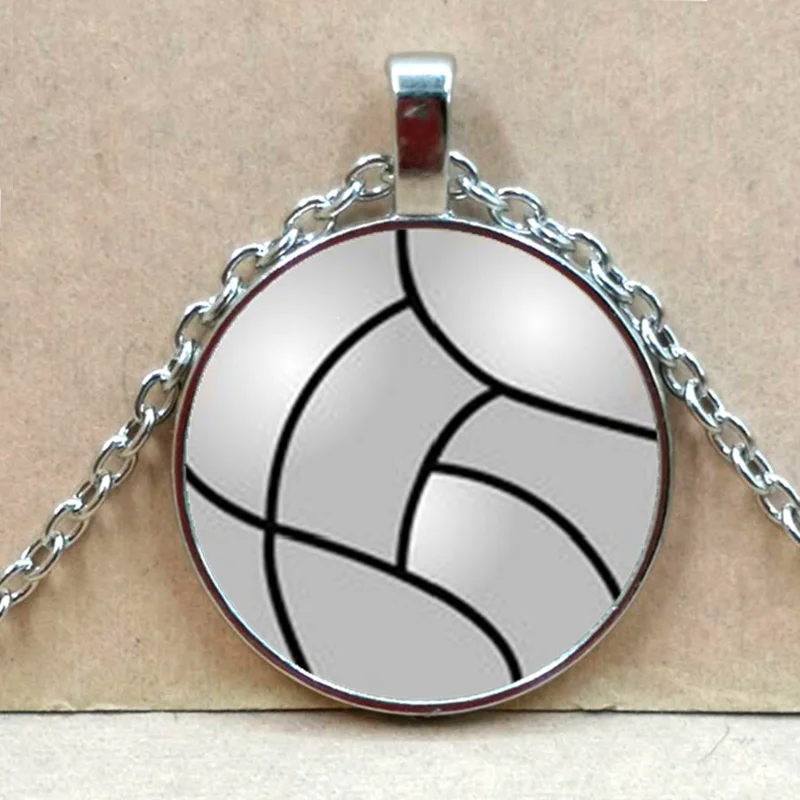 New volleyball football basketball tennis necklace glass bullet buckle pendant necklace female men\'s gift