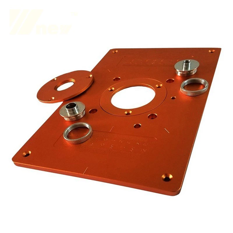 

Universal Router Table Saw Insert Base Plate Kit with Bushing and Cover Aluminum Trimming Machine Flip Board for Woodworking