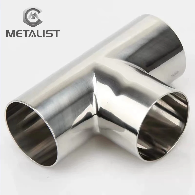 METALIST  OD 76mm High Quality SS304 Stainless Steel Sanitary T Shape Pipes Weld TEE 3 Way Pipe Fitting