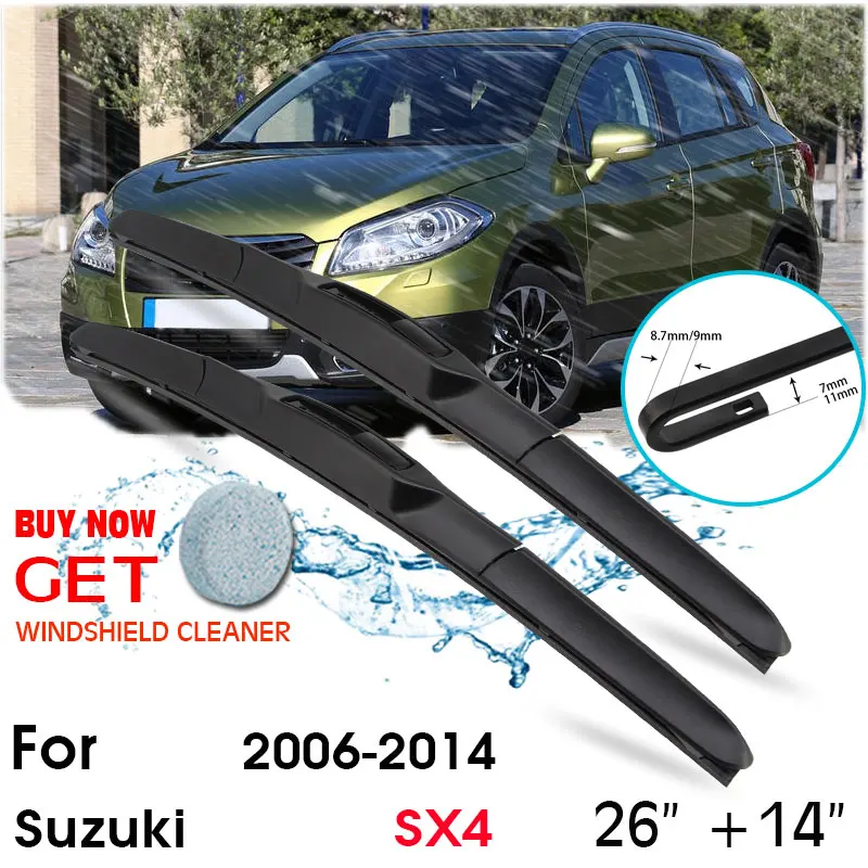 

Car Wiper Blade Front Window Windshield Rubber Silicon Refill Wipers For Suzuki SX4 2004-2014 LHD / RHD 26"+14" Car Accessories