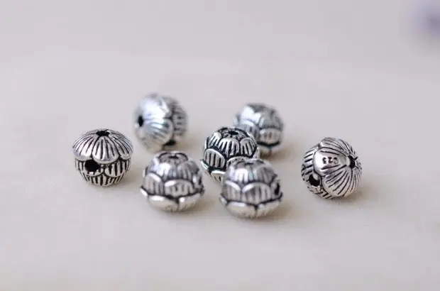 925 Silver Lotus Beads JewJelry Findings Thai Silver DIY Jewelry Beads