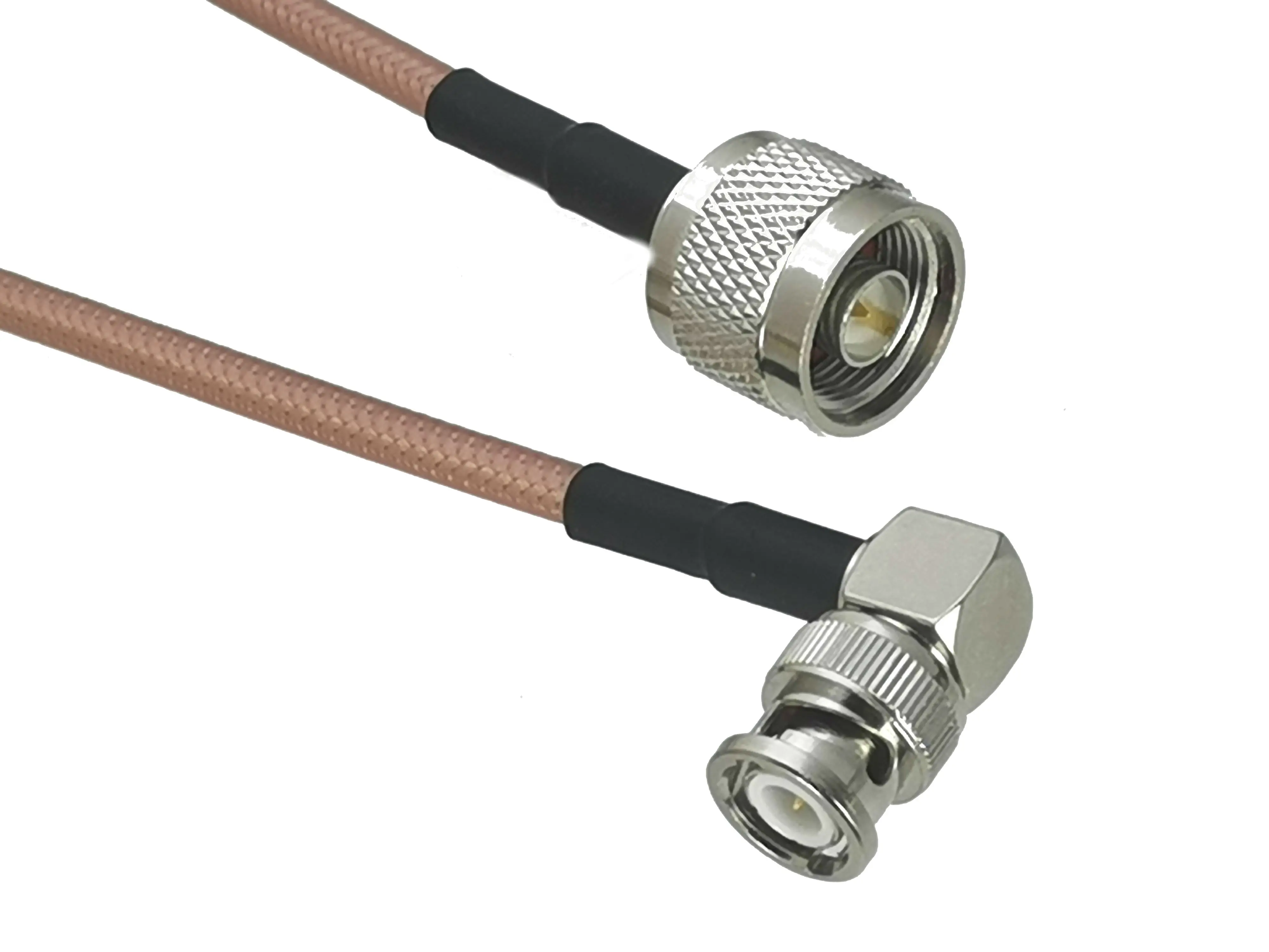 1Pcs RG142 N Male Plug to BNC Male Plug Connector Right angle RF Jumper pigtail Cable 6inch~10M