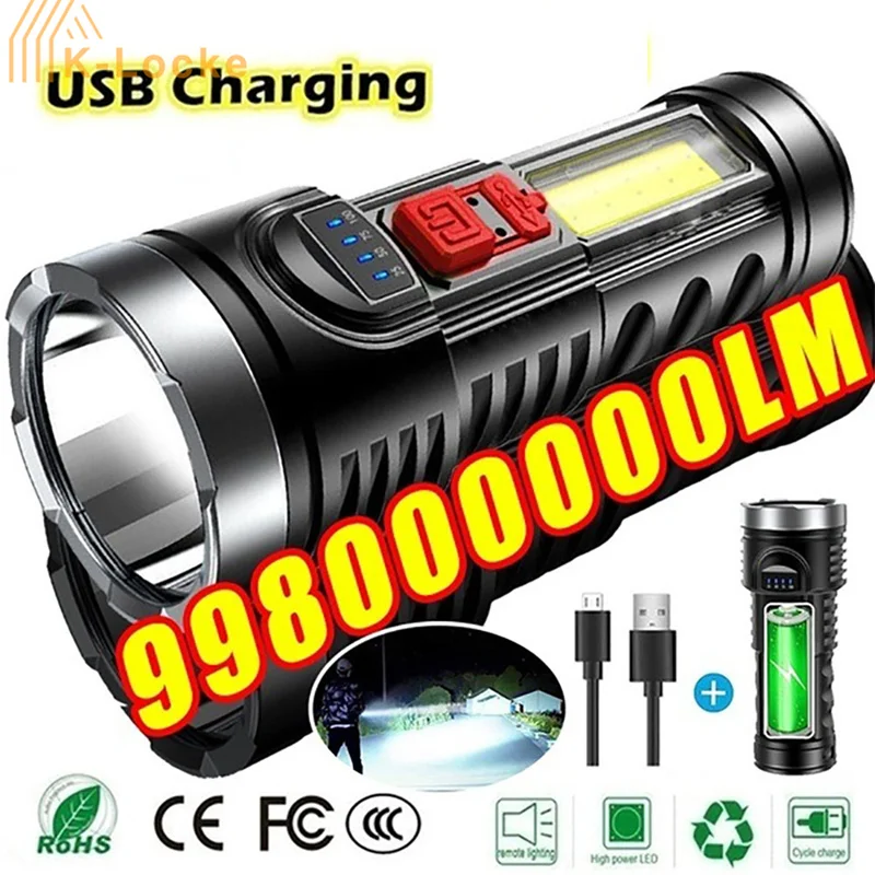 Portable LED Torch Flashlight Strong light Rechargeable Super Bright Long-range Flashlight Household Outdoor Travel Flashlight