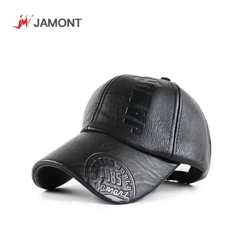 

JAMONT Brand New High Quality Winter Cap PU Leather Baseball Cap Men Snapback Hat Casquette Gorras Para Hombre Mens Trucker Cap