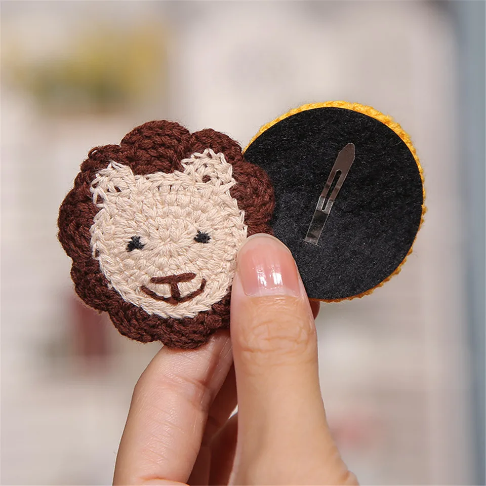 Cartoon Handmade Woolen Animal Hairpin Hair Accessories For Girls Hair Clips Children Glitter Felt Fabric Hairclip Cat Barrettes