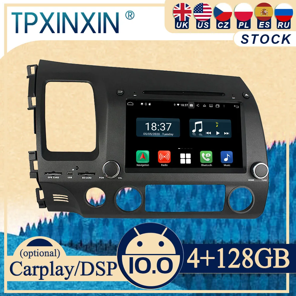 

PX6 для Honda Civic 2006-2012 Android10 Carplay радио плеер Автомобильная GPS-навигация головное устройство Автомобильное стерео WIFI DSP BT