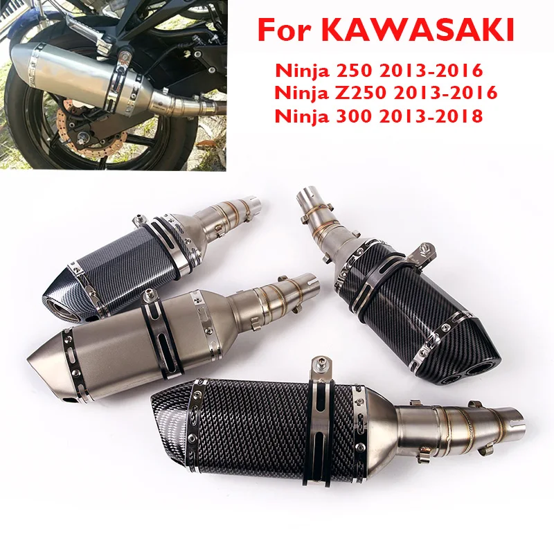 

51mm Motorcycle Exhaust Muffler Escape with DB Killer Silencer Mid Link Pipe Connector for KAWASAKI NINJA 400 NINJA 250 2013-16