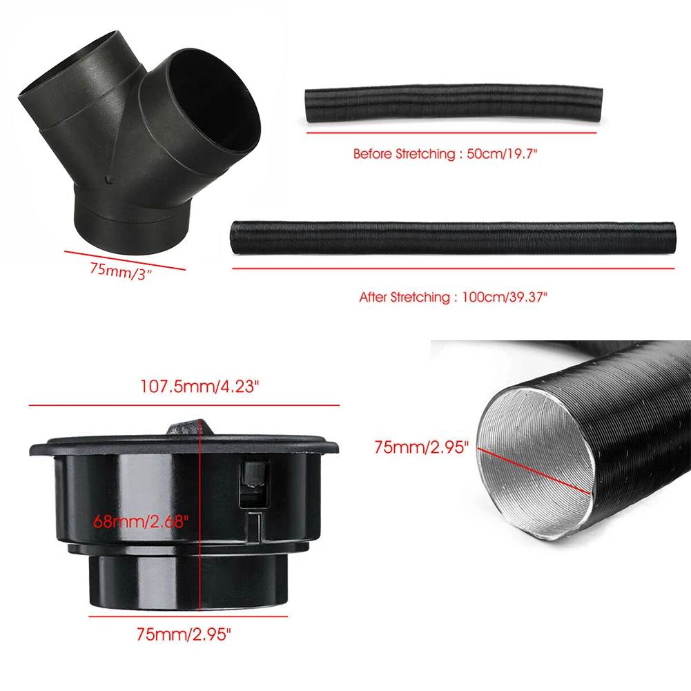 75mm Retractable Heater Pipe Y Shape T Shape Duct Warm Air Outlet For Webasto For Eberspacher For Propex Diesel Heater Outlet