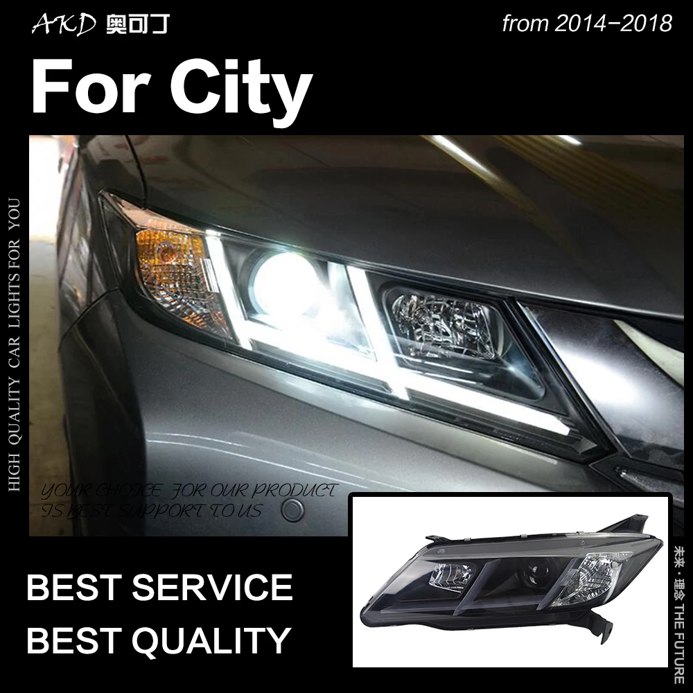 AKD Car Styling Head Lamp for City LED Headlight 2014-2017 Taiwan Sonar Brand LED DRL Hid Option Bi Xenon Auto Accessories