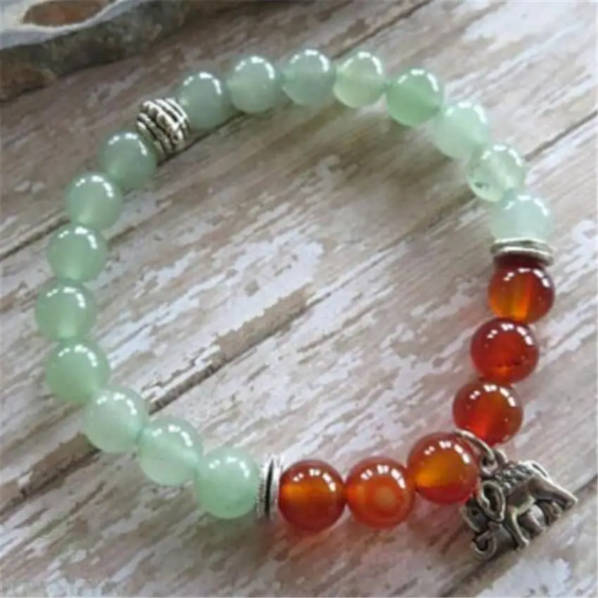 Bracelets Mala en pierre précieuse pour hommes, 8mm, pendentif extensible, vert, jade, rouge, agate, méditation, Yoga, énergie, prière, Chakras, 7.5 pouces