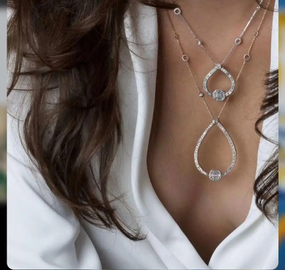 

Hibride Luxury Heart Shape Stackable Pendant Necklace Full Cubic Zircon Fashion Charm Women Party Jewelry Gift 2020 Bijoux N-862