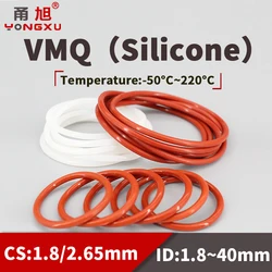CS1.8/2.65mm ID1.8-63mm VMQ O Ring Seal Gasket Thickness Silicone Rubber Insulation Waterproof Washer Green Non-toxic