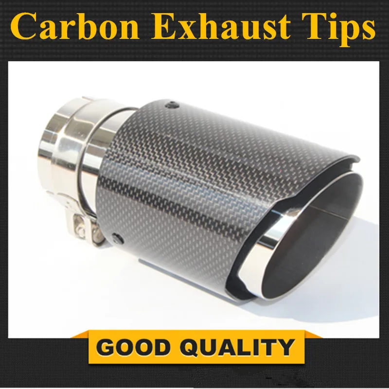 

Car Glossy Carbon Fiber Exhaust System Muffler Tip Universal Straight Stainless Mufflers Multi-Size For Akrapovic