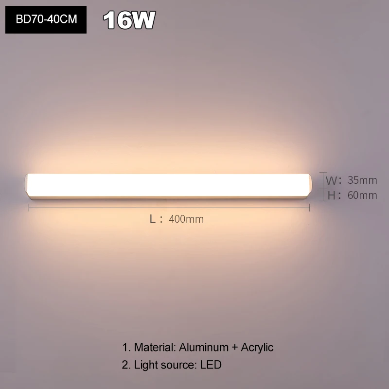 BANMENG Moderne Einfachheit, Mode, LED-Wandleuchte, Spiegel, feuchtigkeitsbeständig, beschlagfrei, Beleuchtungskörper, Innenbadezimmer, Schlafzimmer, Acryl-Wandlampen 6