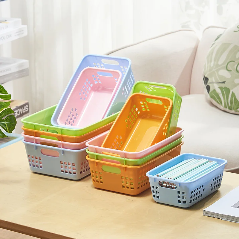 Rectangular Plastic Storage Basket Container Desktop Cosmetic Toy Makeup Organizer Home Kitchen Bathroom Sundries Storage Box