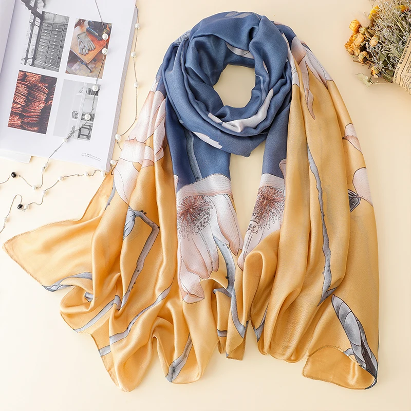 180*90cm Autumn Winter Women Scarves Wrap female Lady Beach Muffler Silk Fashion Warp Shawl Chiffon Hijab Bandanna Foulard Pareo