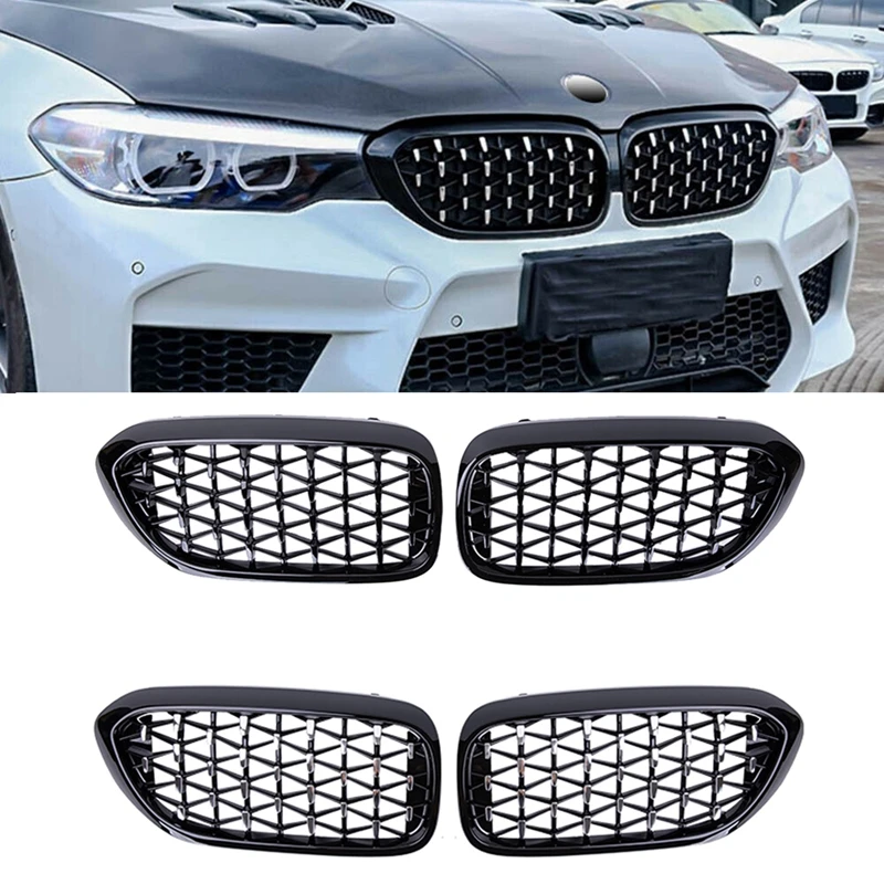 

For BMW 5 Series G30 G31 G38 520i 530i 540i 2018 2019 Car Radiator Grill Front Bumper Kidney Grille Meteor Diamond Star Style