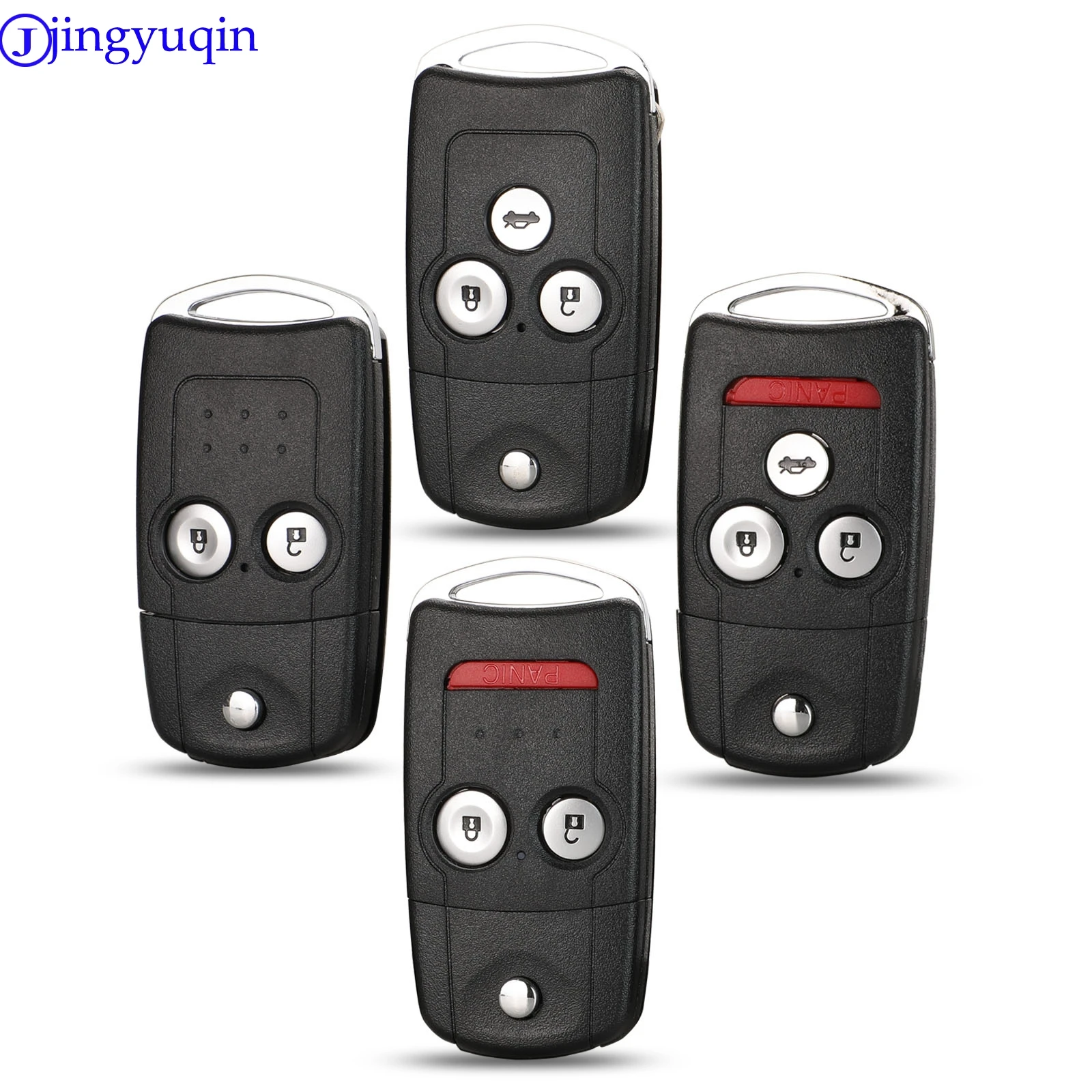 jingyuqin 2/3/4 Button Replacement Flip Folding Car Key Shell Modified for Honda Civic Dio Fit Crv Hrv Accord Odyssey Jazz