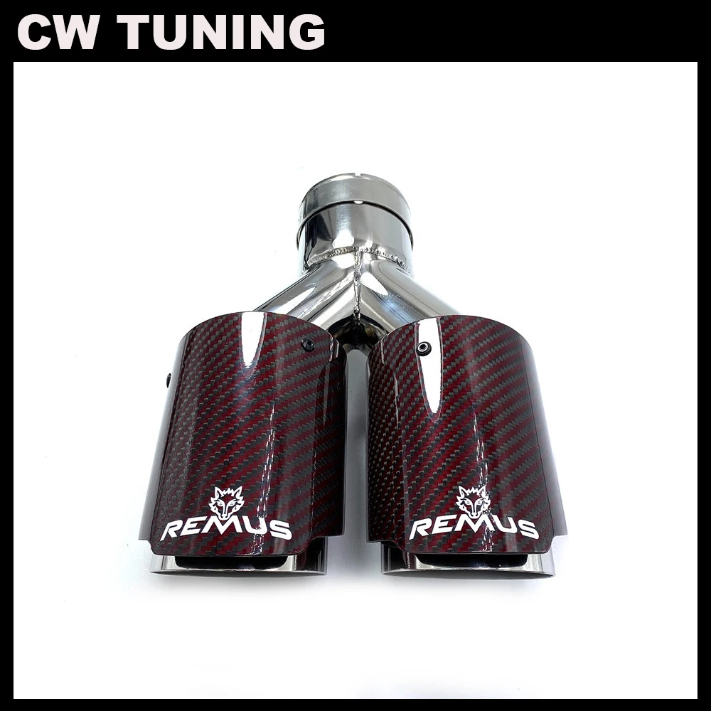 

Car Modification Remus Universal Dual Sandy Automobile Exhaust Pipe Muffler Tip Red Carbon Fiber Series Car Exhaust Tip Muffler