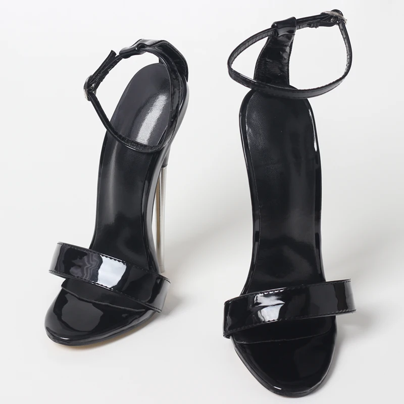 18cm stiletto heel black fetish Metal HIGH HEEL Sandals