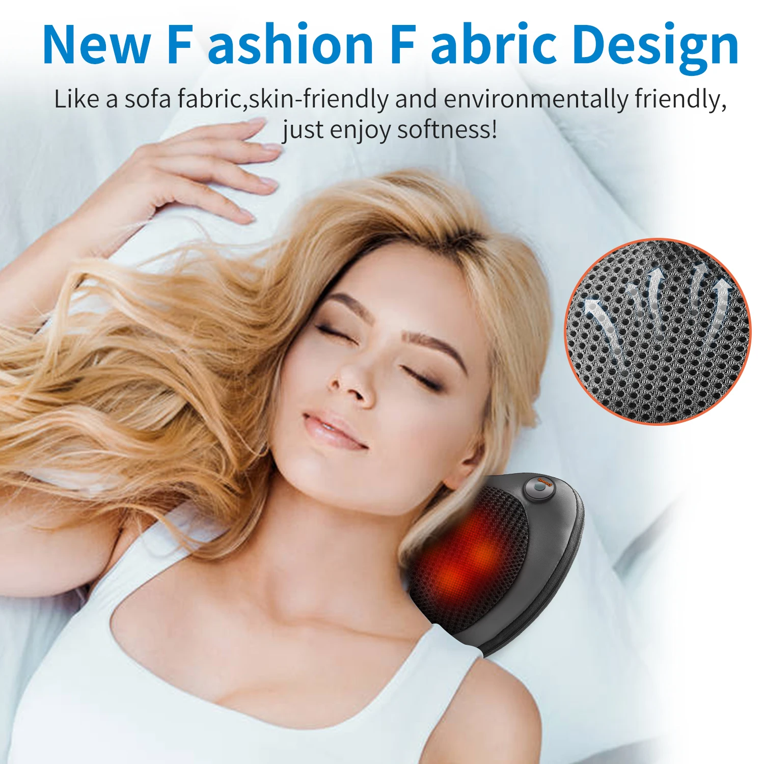 Almohada de masaje de relajación, VIBRADOR ELÉCTRICO para cuello, hombros y espalda, terapia infrarroja, almohada de masaje para la cabeza
