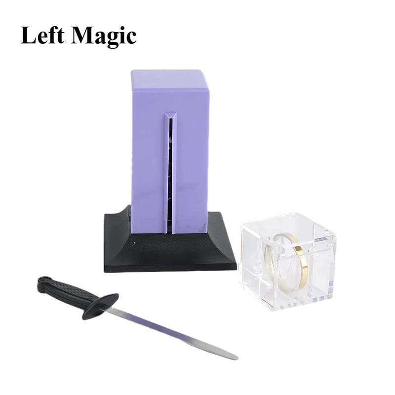 Tenyo Sword Through Ring Inside Casket (Crystal Cleaver) Magic Tricks Penetrating Sword Thru Magic Props Gimmick Accessories Toy