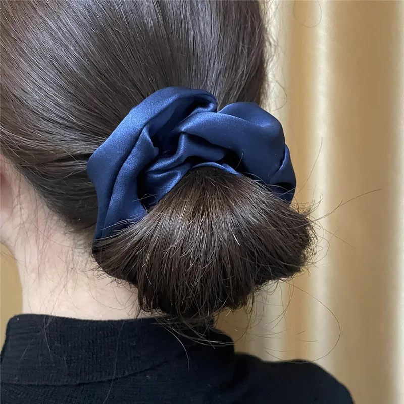 1PC 100% Real Silk Big Hair Scrunchies Width 6cm Girl Elastic Band Hair Ties Ponytail Holder Hair Accessories Hair Care