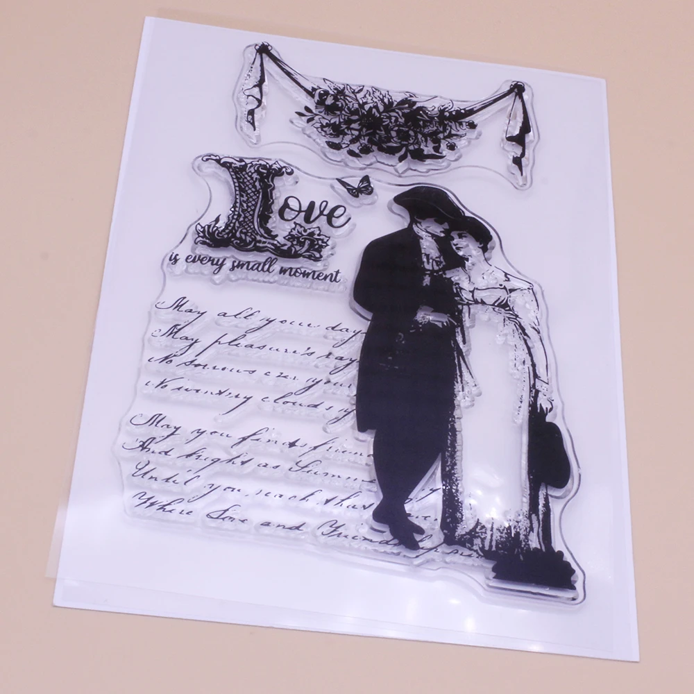 Alinacutle Clear Stamps Vintage Love Couple Scrapbooking Handmade Card Album Paper Craft Rubber Transparent Silicon Stamps