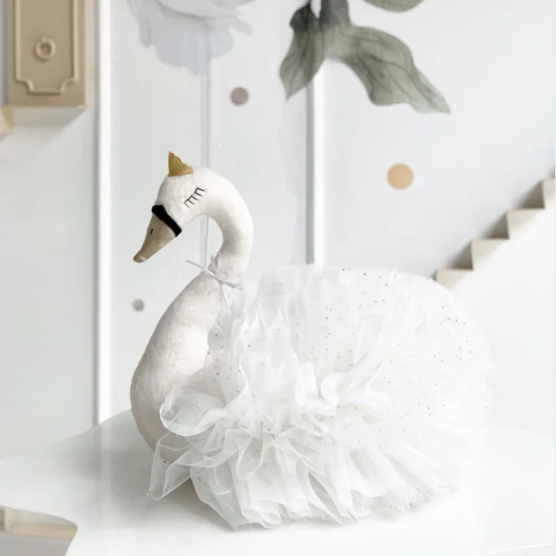 Baby Girl Room Decor Plush Animal Head Plush Swan Toys Children Stuffed Toys Kids Bedroom Accessories Wall Decoration