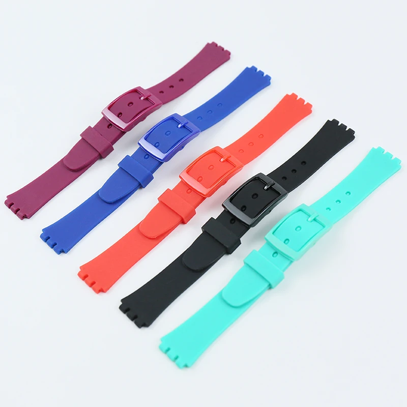 Watch accessories ladies silicone strap for Swatch LB184LK343 strap series small dial 12mm children\'s sports rubber strap