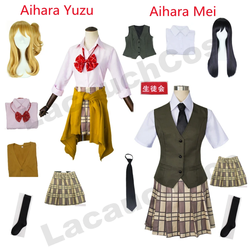 

Anime School Clothing Citrus Aihara Yuzu Aihara Mei High Quality Cosplay Costumes Wig Set Short skirt Japanese-style student