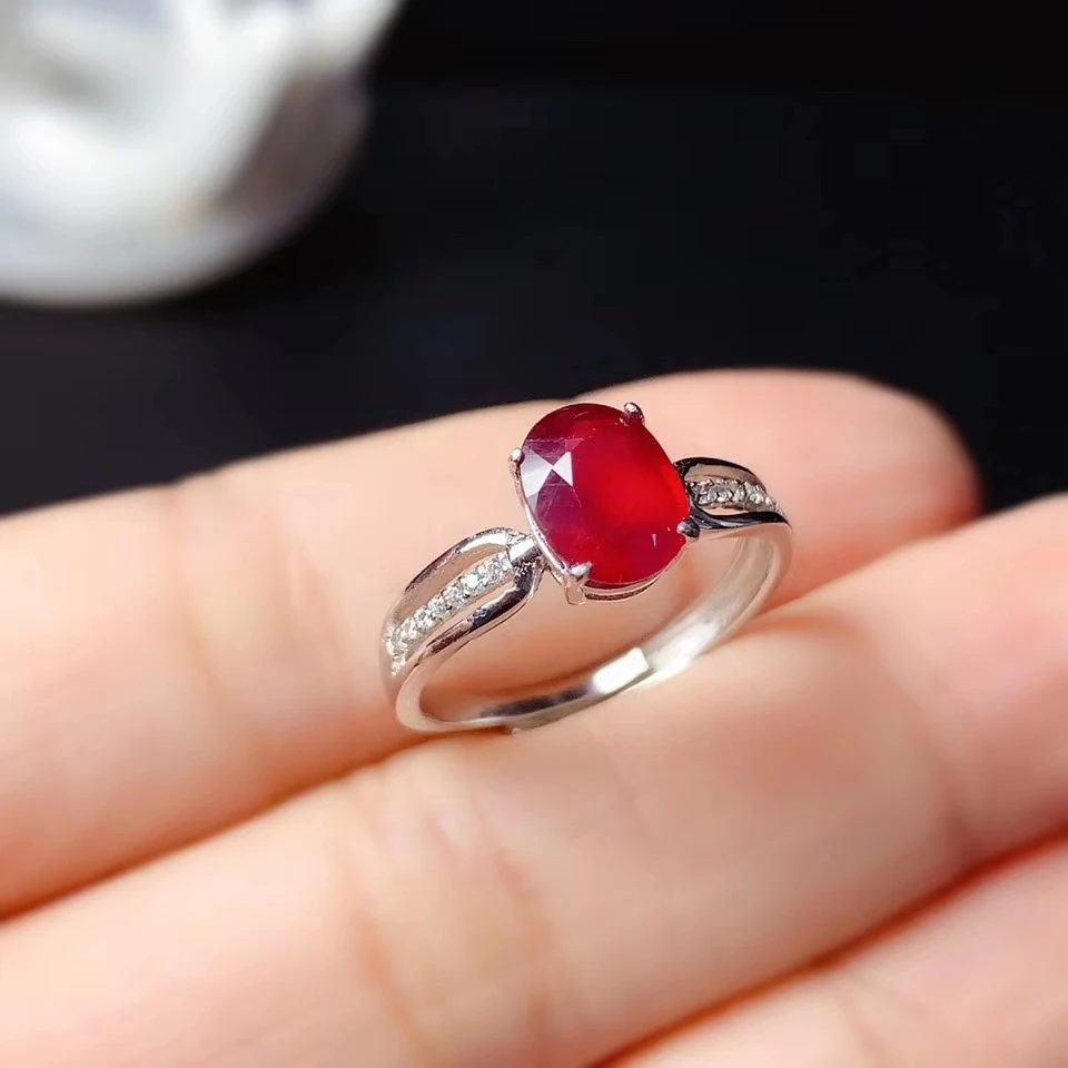 

fashion Ruby gemstone ring for women silver fine jewelry certified natural gem good color party birthstone good luck gift