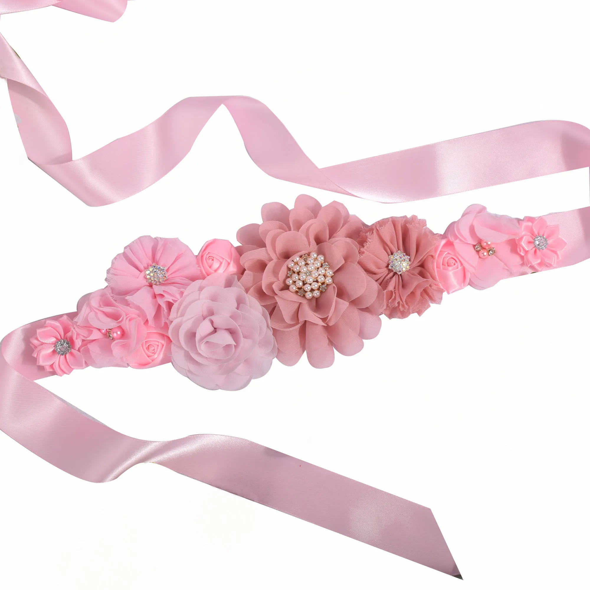 Pink Maternity Sash Women Flower Sash Pregnancy Belly Belt Photo Props Gift Baby Shower Party Sash