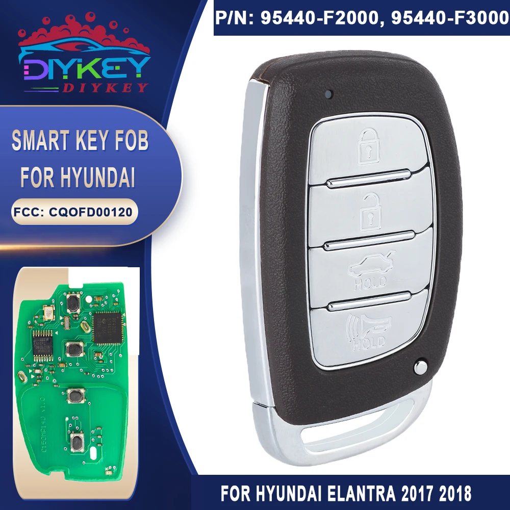 

DIYKEY 95440-F2000 95440-F2002 CQOFD00120 For Hyundai Elantra 2016 2017 2018 2019 2020 Smart Key 433MHz Remote Fob 95440-F3000