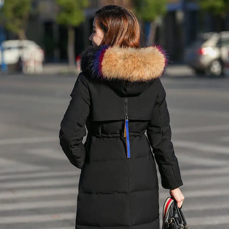 Fashionable High Quality hooded down coat ladies Parker Jacket Large Collar Trim Winter Top Warm Fur Lined Coats