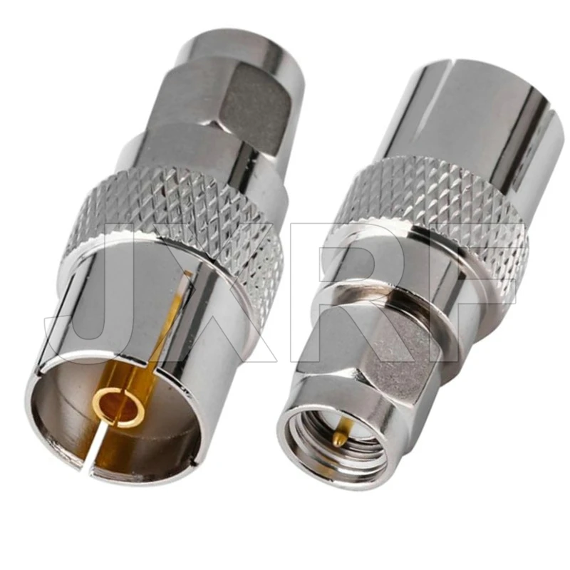 JX connector 2PCS IEC TV To SMA Connector Straight Nickel Plating for DVB-TV antenna adapter